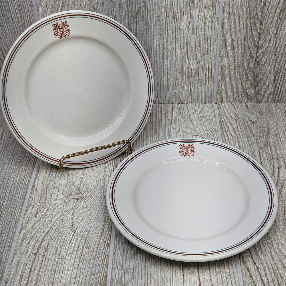 Vintage Walker China US Coast Guard 7.25" Salad Plates Set of 2 1966 1967‎ USCG
